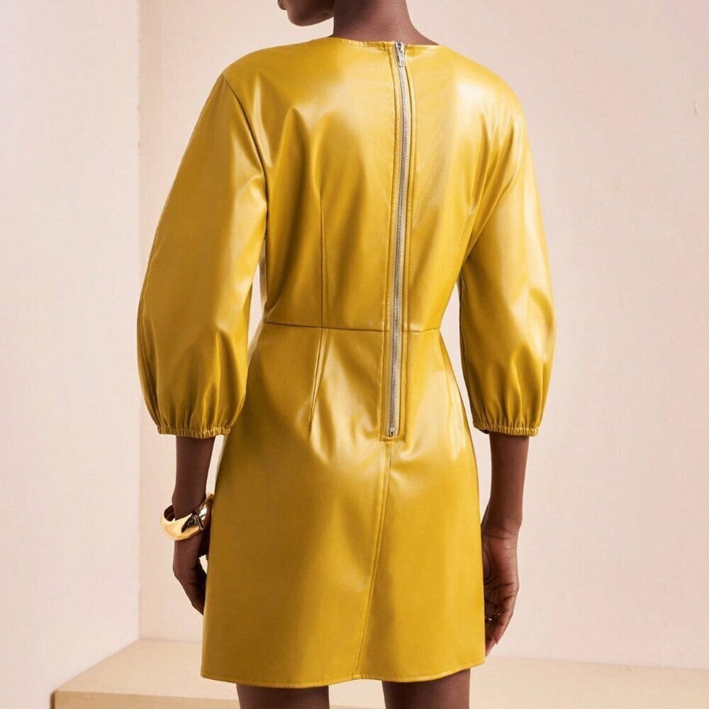 Yellow Elegant Women's Mini Dress - Picture 3 of 7
